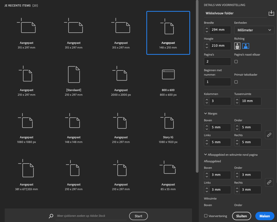 Aanmaken wikkelvouw folder InDesign