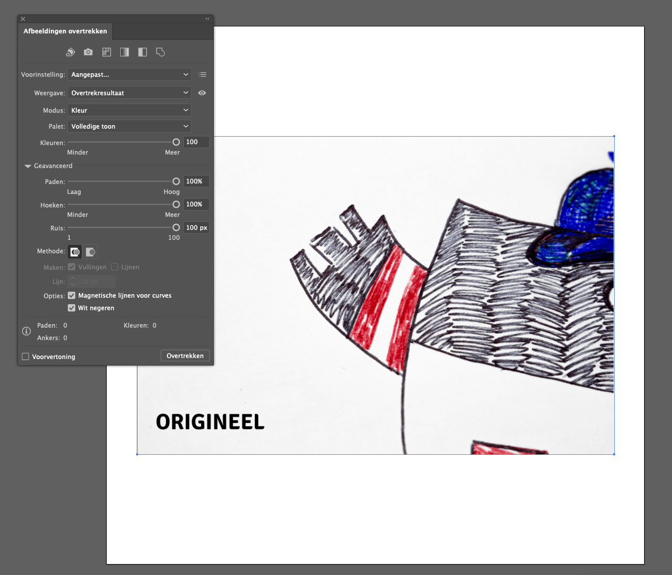 Detail afbeelding overtrekken Illustrator