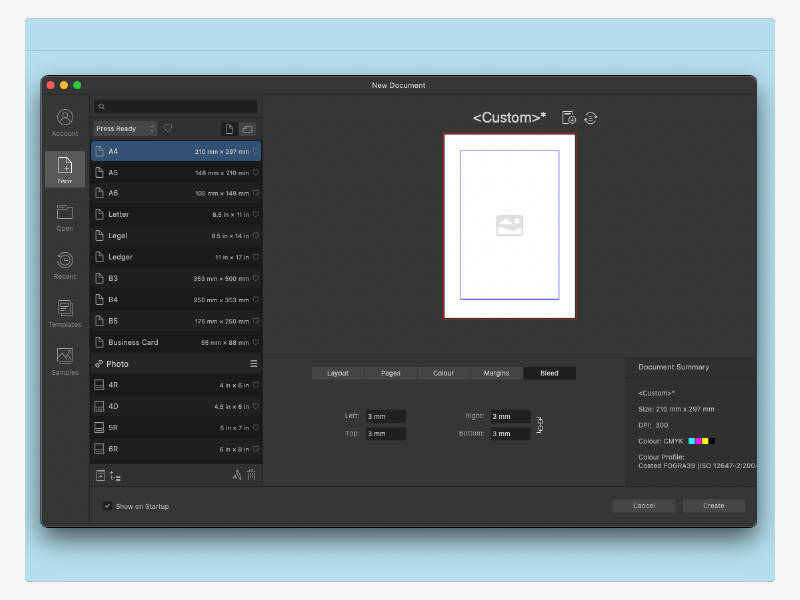 Afloop instellen Affinty Publisher 2