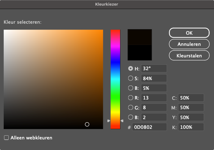 Opbouw diepzwarte kleur