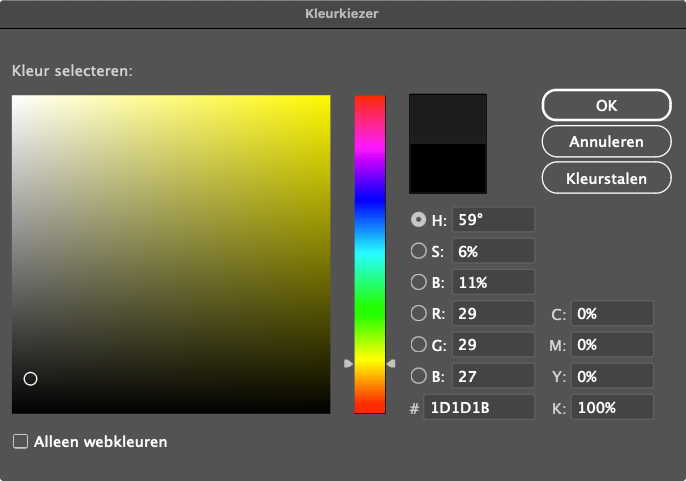 Opbouw diepzwarte kleur