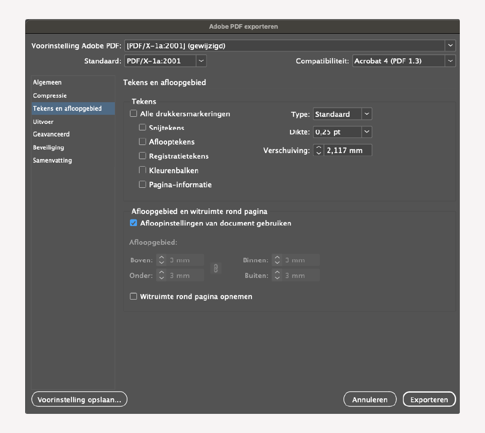 PDF opslaan in InDesign