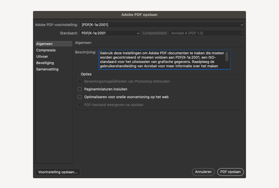 PDF opslaan in Adobe Photoshop