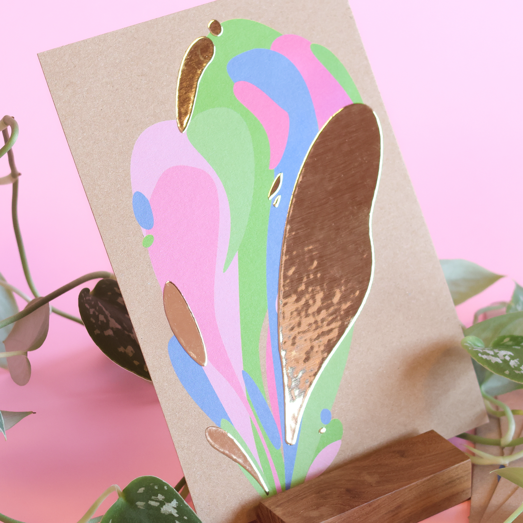 Gouden foliedruk op Kraftpapier