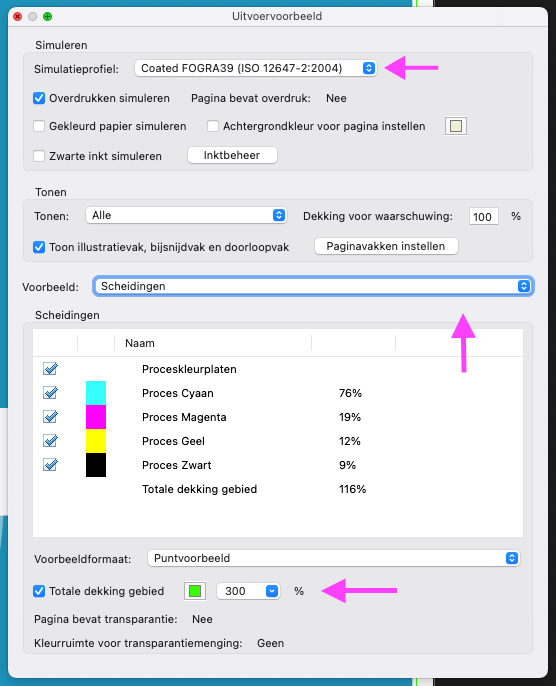 Inktdekking controleren in Adobe Acrobat Pro
