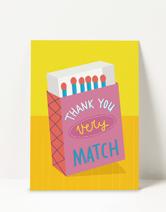 poster van luciferdoos met tekst 'Thank you very match' 
