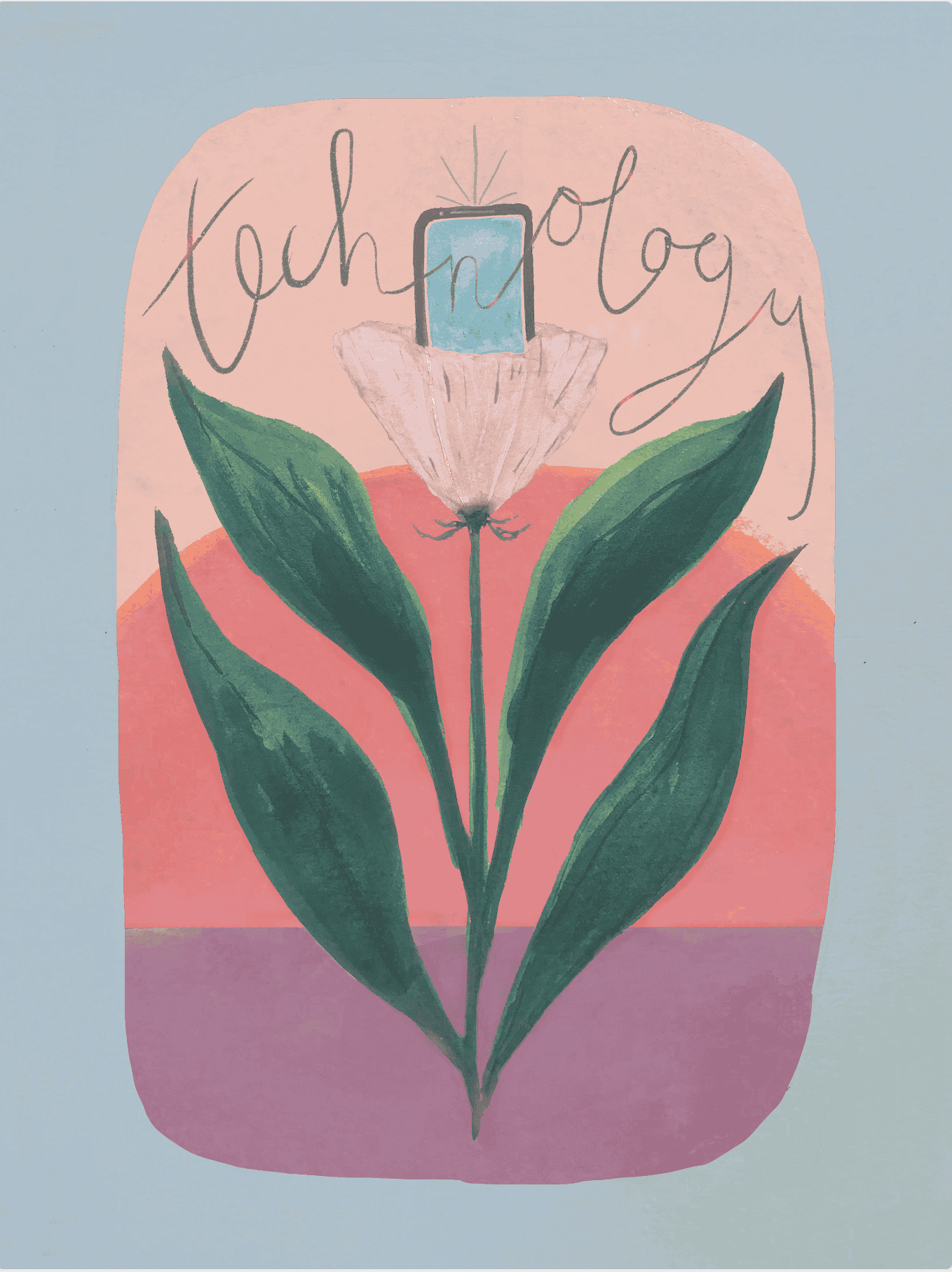 illustraie van bloem met een smartphone erin
