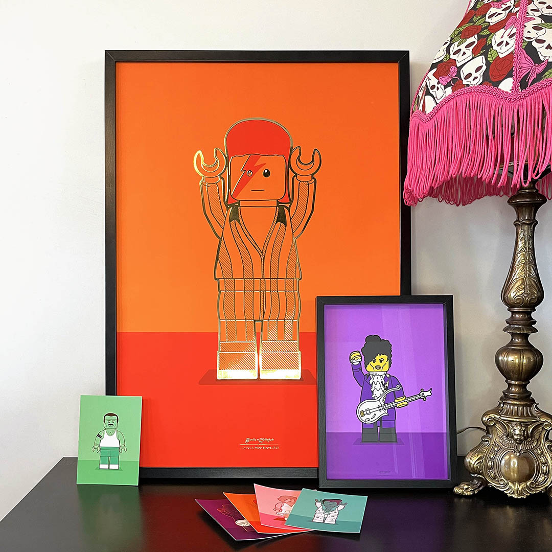 illustraties van legopoppetjes in lijst